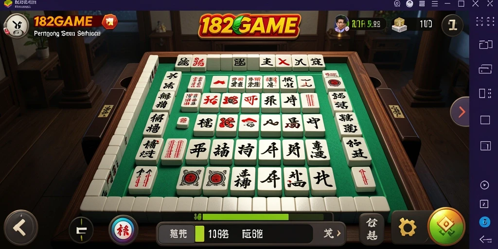 Screenshot gameplay 182GAME menampilkan serunya bermain Mahjong.
