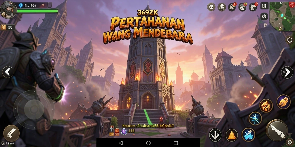 Tangkapan layar yang menunjukkan aksi mendebarkan dalam game Tower Defense 369ZK.