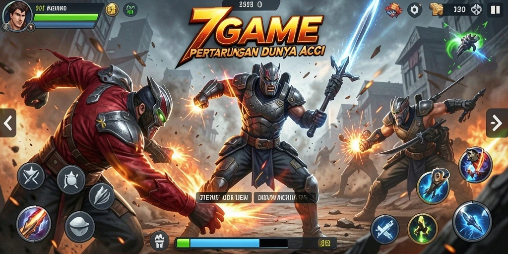 Screenshot utama 7GAME menampilkan gameplay aksi yang mendebarkan.