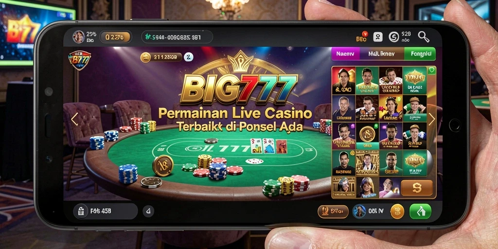 Screenshot utama BIG777 menampilkan dealer live yang ramah dan permainan yang menarik.