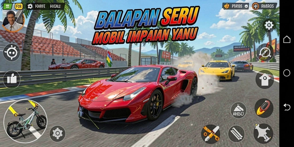 Tampilan gameplay balapan yang mendebarkan di FO8.