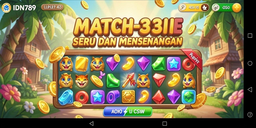 Screenshot gameplay IDN789 menampilkan aksi Match-3 yang menghibur.
