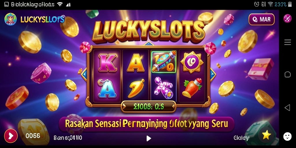 Tampilan gameplay seru dari LUCKYSLOTS dengan mesin slot beragam.