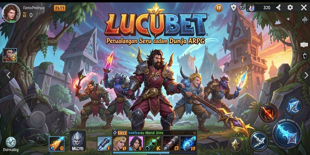 Tampilan gameplay seru dalam LUCUBET dengan pertarungan epik dan karakter yang beragam.