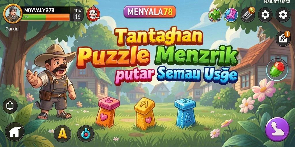 Tampilan gameplay MENYALA78 yang penuh warna dan menantang.
