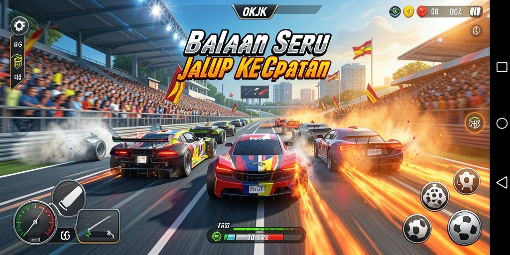 Tampilan gameplay balapan yang intens dan mendebarkan.
