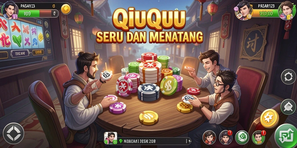Tampilan gameplay seru dalam PASAR123 dengan QiuQiu.