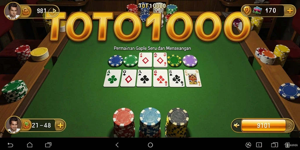 Tampilan gameplay Gaple yang seru dan menarik di TOTO1000.