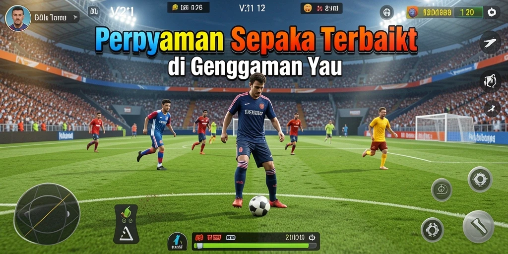Tangkapan layar <strong>V21</strong> menampilkan aksi intens dalam pertandingan sepak bola.